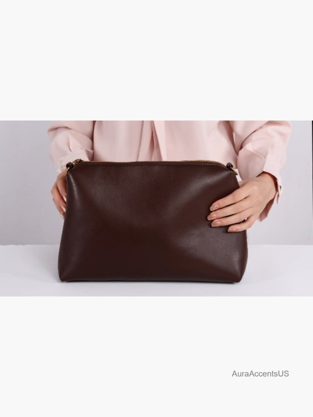 Large Vegan Leather Tote Bag with Removable Pouch, 2-in-1 Work & Travel - Picture 7 of 7